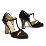 Marigold Rhinestone 1920s Pumps (Black)