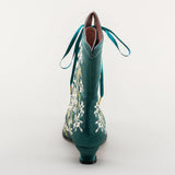 Flora Embroidered Boots Wide (Emerald Green)
