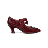 Laurel Beaded Edwardian Shoes Wide (Burgundy/Black)