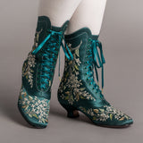 Flora Embroidered Boots (Emerald Green)