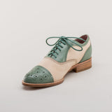 Gladys Vintage Cap Toe Oxfords (Sage/Buff)