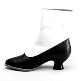 Manhattan Victorian Cloth-Top Button Boots (Ivory/Black)